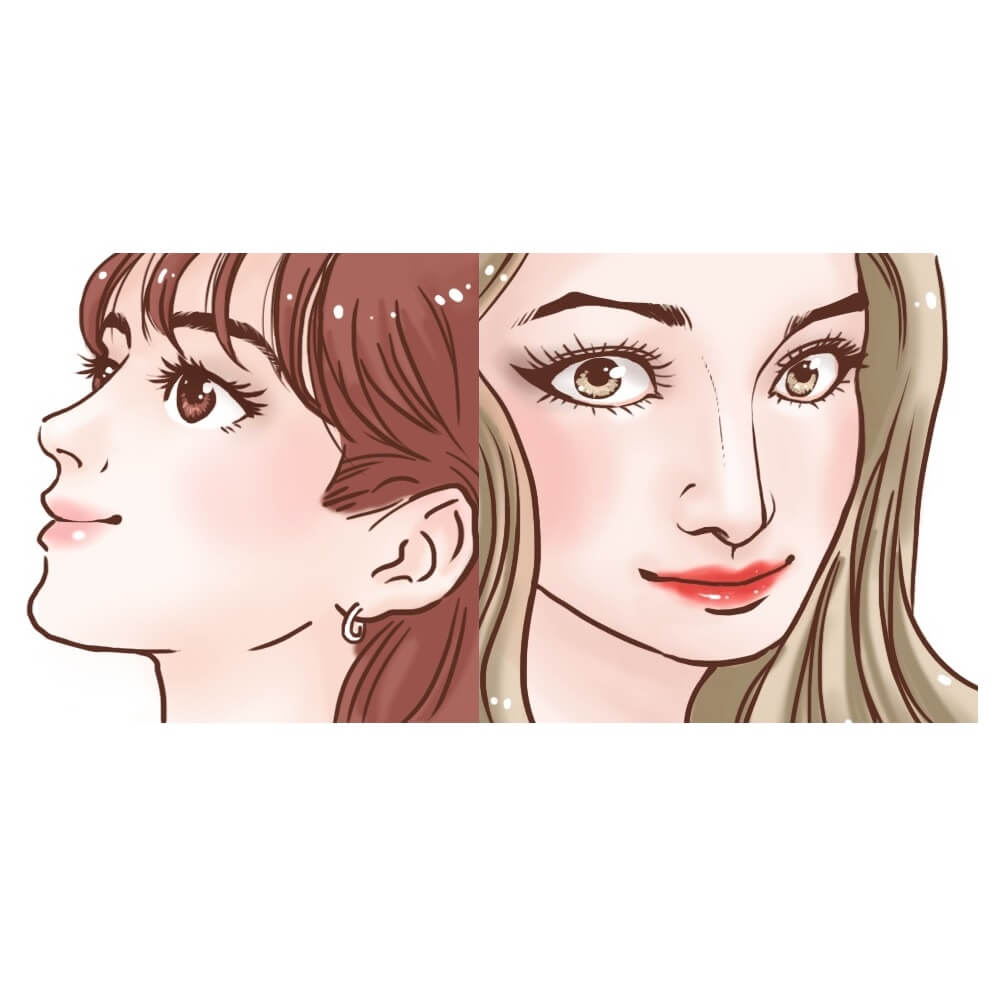 キュートな鼻とクールな鼻を持つ女性たちのイラスト